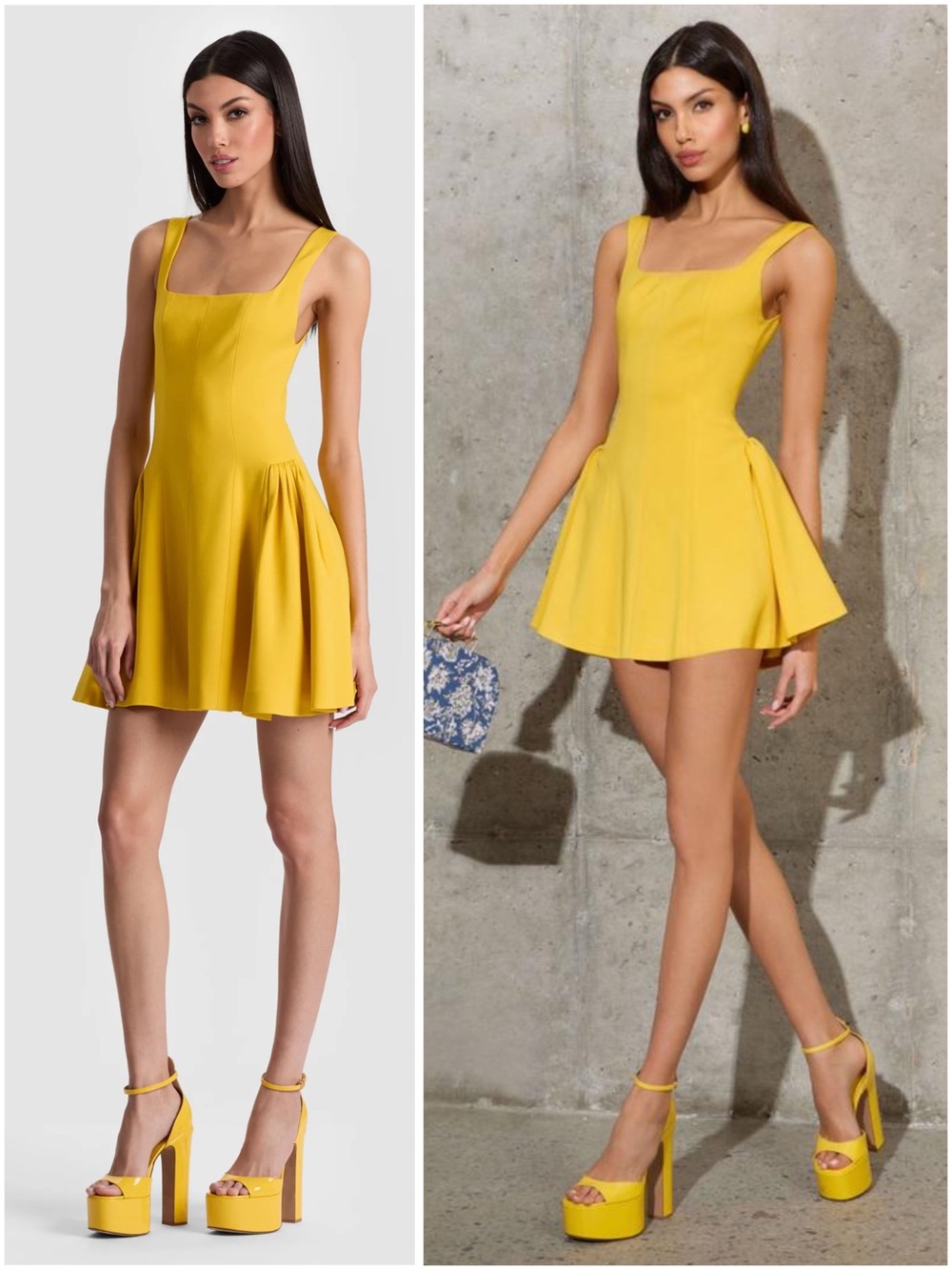 Alice + Olivia Vera Golden Hour Yellow Fit & Flare Mini Dress Luxe NWT Size 6